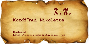 Kozányi Nikoletta névjegykártya