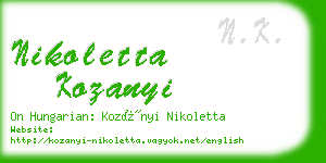 nikoletta kozanyi business card